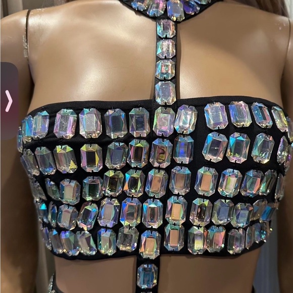 Dolls Kill Club Exx lust sparks rhinestone harness crop top small - Picture 8 of 8